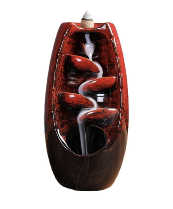 Backflow Ceramic Reverse Flow Incense Cone Burner Cascading Leaves