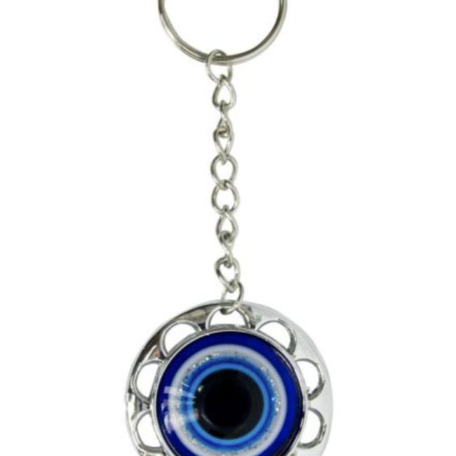 Evil Eye Talisman Keychain - Blue, Puffy Evil Eye, 4"