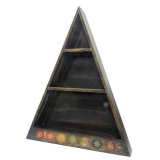 Triangle Wood Altar Shelf w/ 7 (Seven) Chakra Colors - Expresso Brown - 19.5" x 15.5", Home Decor