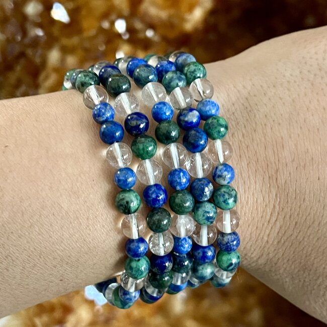 Chrysocolla Lapis Lazuli & Clear Quartz Bracelets - 6mm