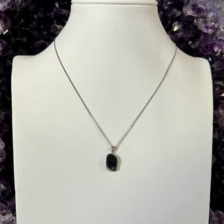 Shungite Necklace & Pendant-18" Sterling Silver Chain