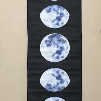 Tapestry Banner Wall Hanging Decor - Black & White Moon Phases - Large 56in x 12.75in