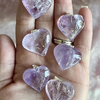 Amethyst Heart Pendants 1"