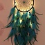 Dreamcatcher Dream Catcher Black w/ Brown & Turquoise Beads, LED Blue / Turquoise Feathers Double Light Up Illuminated - 23"