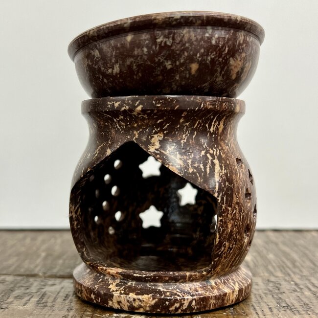 Soapstone Oil Burner-Dark Multi Color-Rounded