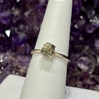 Pyrite Rings - Size 4 Rough Bezel Set - Raw Natural - Sterling Silver