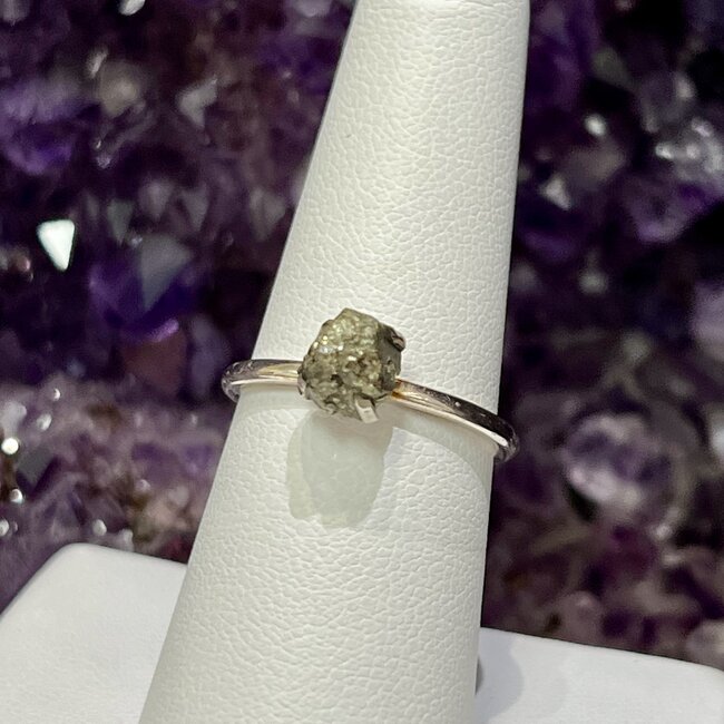 Pyrite Rings - Size 4 Rough Bezel Set - Raw Natural - Sterling Silver