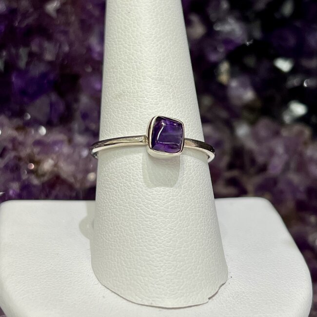 Amethyst Rings - Size 6 Bezel Set - Sterling Silver - Rough Natural Raw
