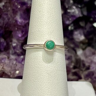 Malachite Rings - Size 8 Round Bezel Set - Sterling Silver
