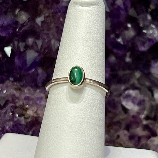 Malachite Rings - Size 9 Oval - Sterling Silver