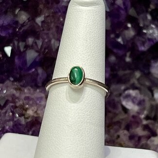 Malachite Rings - Size 7 Oval - Simple Sterling Silver