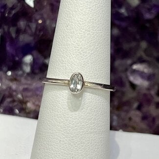 White Topaz Ring - Size 7 Oval - Sterling Silver