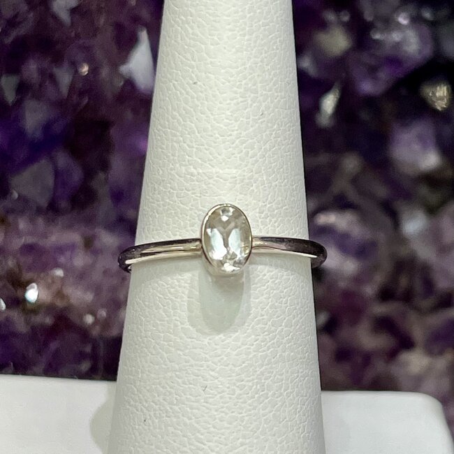 White Topaz Ring - Size 7 Oval - Sterling Silver