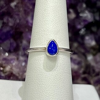 Lapis Lazuli Rings - Size 7 Teardrop Pear - Sterling Silver