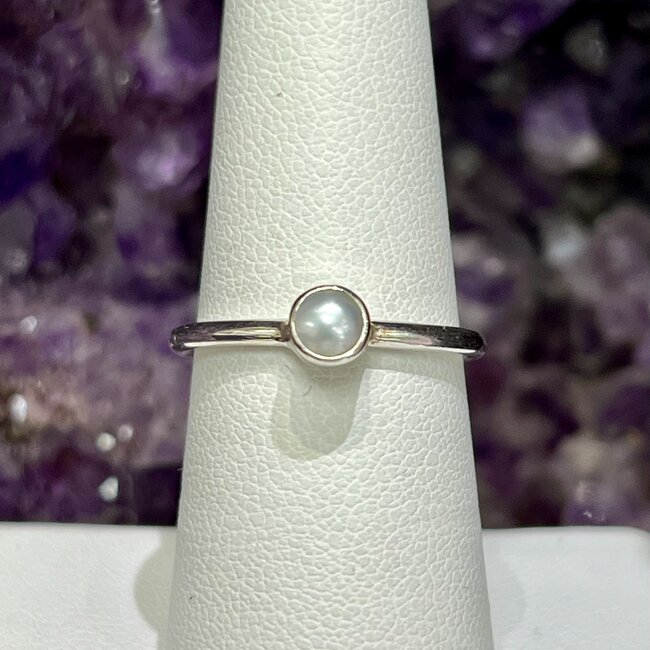 Pearl Rings - Size 5 Round - Sterling Silver
