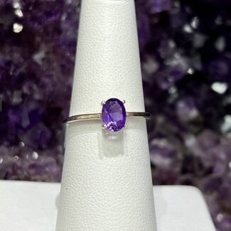 Amethyst Rings - Size 7 Oval Faceted - Sterling Silver