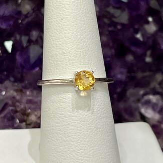 Citrine Rings - Size 7 Round Faceted - Sterling Silver