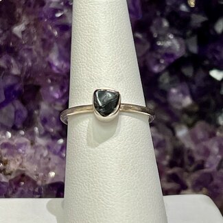 Black Tourmaline Ring - Size 9 Rough Raw Natural - Sterling Silver
