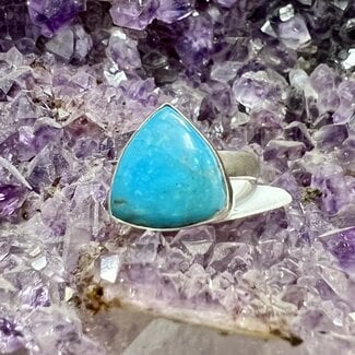 Turquoise Triangular Adjustable Ring - Sterling Silver