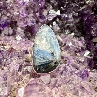 Blue Kyanite Ring-Adjustable Teardrop-Sterling Silver