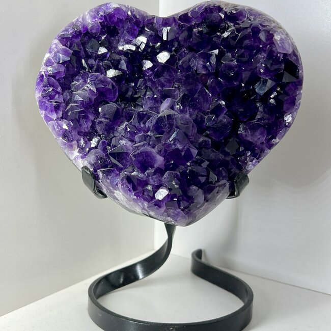 Amethyst Heart on Metal Stand Specimen - XL