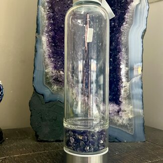 Chevron (Dream) Amethyst Glass Water Bottle Filled Chambered