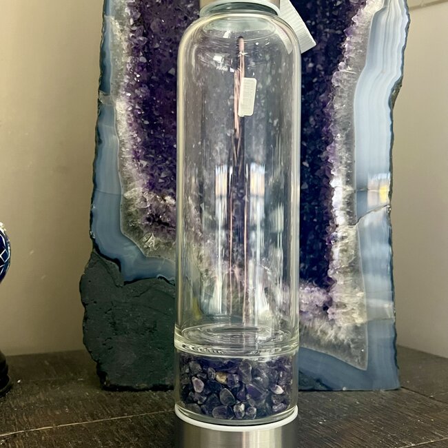 Chevron Dream Amethyst Glass Water Bottle Filled Chambered