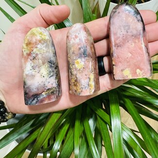 Pink Opal Free Forms - Flat Cut Bottoms Medium 2-3"