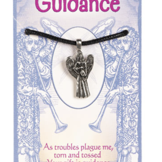 Angel of Guidance Necklace on Wax Cord - Pendant Silver Plated
