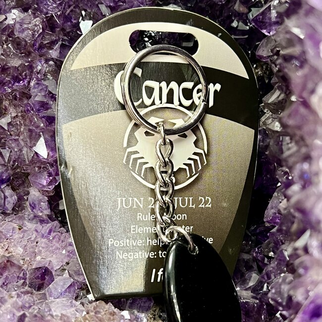 Cancer - Black Obsidian Zodiac Keychains - Astrology Sign