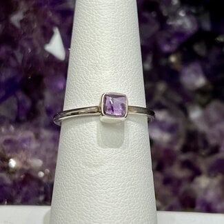 Amethyst Rings - Size 6 Square Sterling Silver