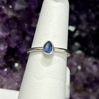 Blue Kyanite Rings - Size 6 Teardrop Pear Faceted - Sterling Silver