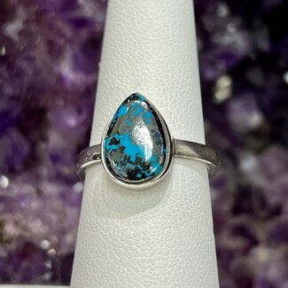 Shattuckite Ring - Size 6 Teardrop Pear - Sterling Silver