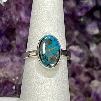 Shattuckite Oval Ring-Size 6 Sterling Silver
