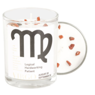 Virgo Zodiac Candle with Red Jasper Crystals - 10oz, Essential Oil Soy Wax Candle