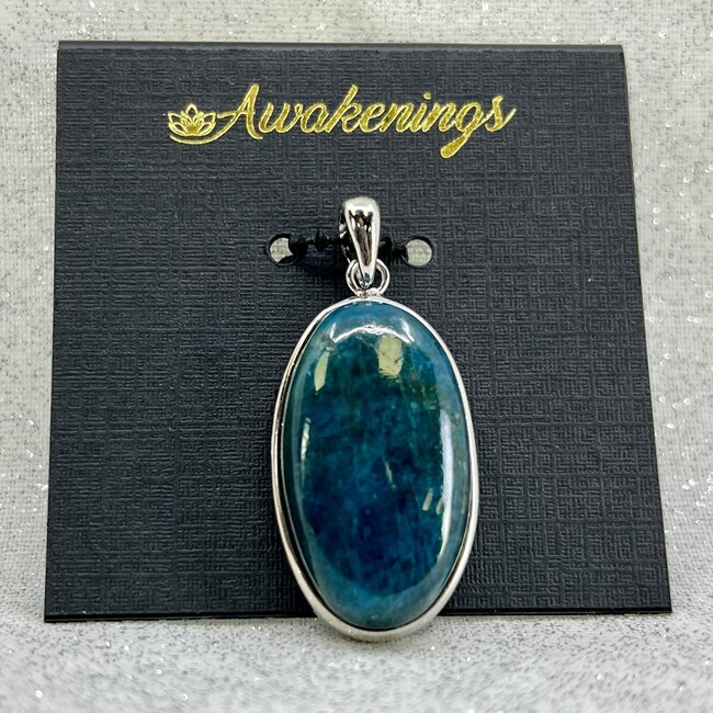 Blue Apatite Pendant - Oval - Sterling Silver