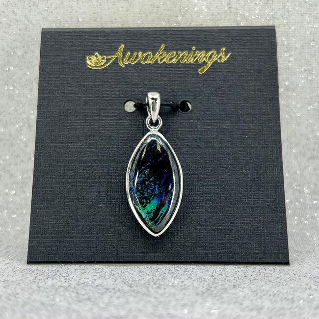 Australian Opal Pendant - Marquise Marquee - Sterling Silver