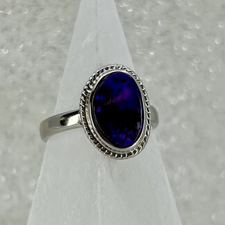 Sugilite Rings - Size 7.5 Oval - Rope Bezel Set Sterling Silver