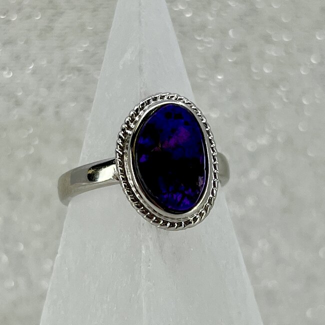 Sugilite Rings - Size 7.5 Oval - Rope Bezel Set Sterling Silver