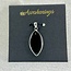 Moldavite Pendant - Marquise Marquee Bezel Faceted - Sterling Silver