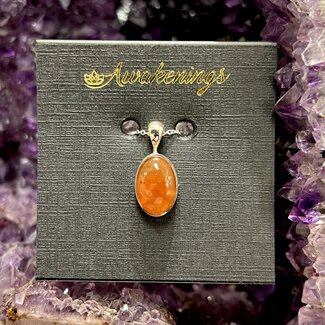 Galactic Healing Silver Orgone Pendant - Carnelian + Amethyst +