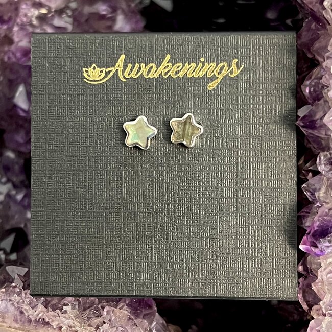 Labradorite Earrings - Stars Studs - Sterling Silver