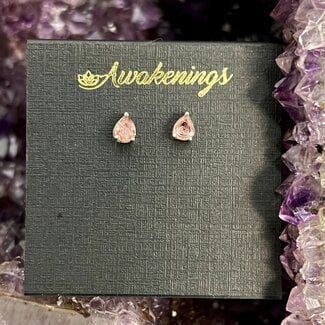 Pink Tourmaline Earrings - Teardrop Pear Faceted - Sterling Silver