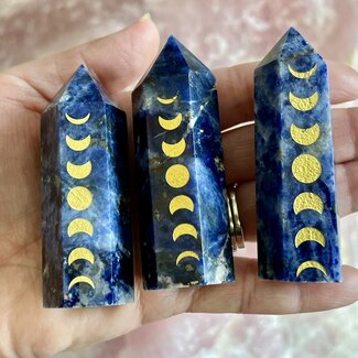 Sodalite Gold Moon Phases Tower Point Generator - Small (1-2.5")