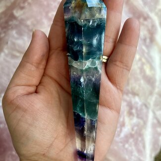 Rainbow Fluorite Faceted Wands Points - Large 6-8"