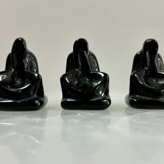 Black Obsidian Sitting Grim Reaper - 1.5" Figurine Carving