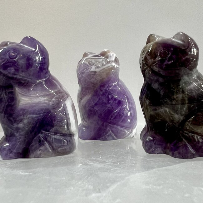 Chevron (Dream) Amethyst Cats Kitten Kitty - Medium 1.5" Carvings, Figurine  Animal