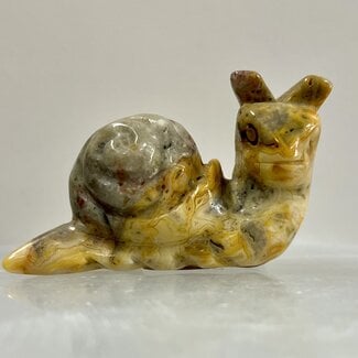 Crazy Lace Agate Snails - 2.5" Figurine Carving