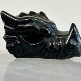 Black Obsidian Dragon Head - 1.5 x2" Carving