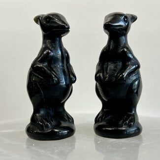Black Obsidian Kangaroo -2.5" Animal Figurine Carving